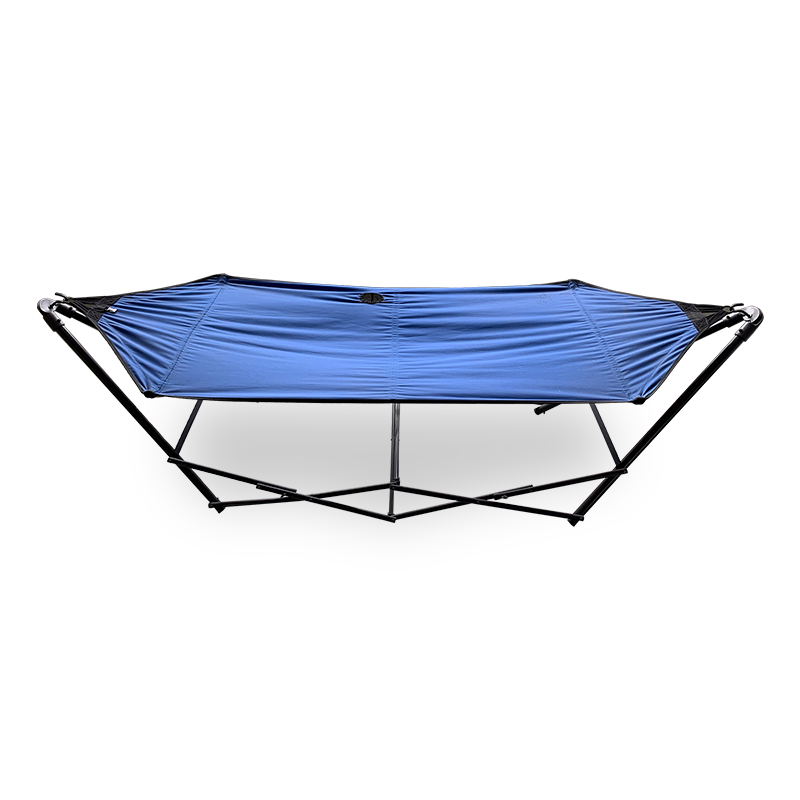 Portable Folding Hammock Lounge Camping Bed Steel Frame Stand W/Carry Bag Blue